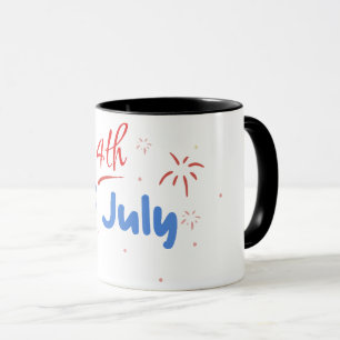 Minimalistisches "4. Juli" mit Feuerwerkexplosione Tasse