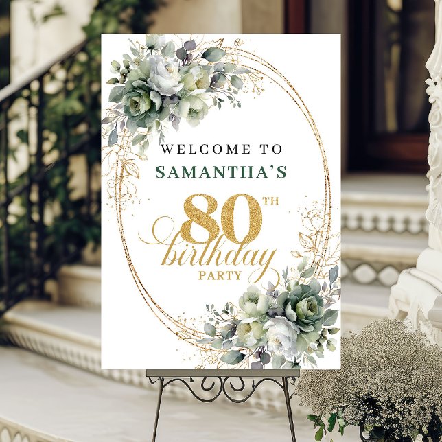 Minimalistisches 80er Boho Grünzeug Willkommenssch Poster (Minimalist 80th Boho Greenery Welcome Sign)