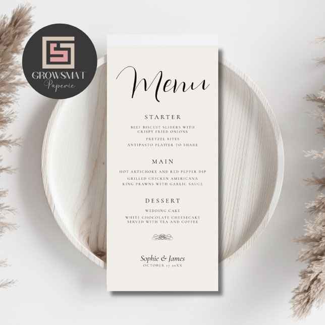 Minimalistisches Abendmenü (Minimalist dinner menu)