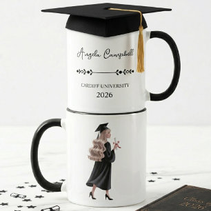 Minimalistisches Abschluss Name Schule Jahr Design Tasse
