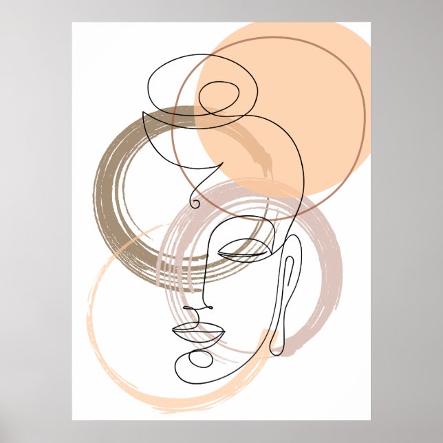 Minimalistisches Abstrakt Line Budha Poster (Vorne)