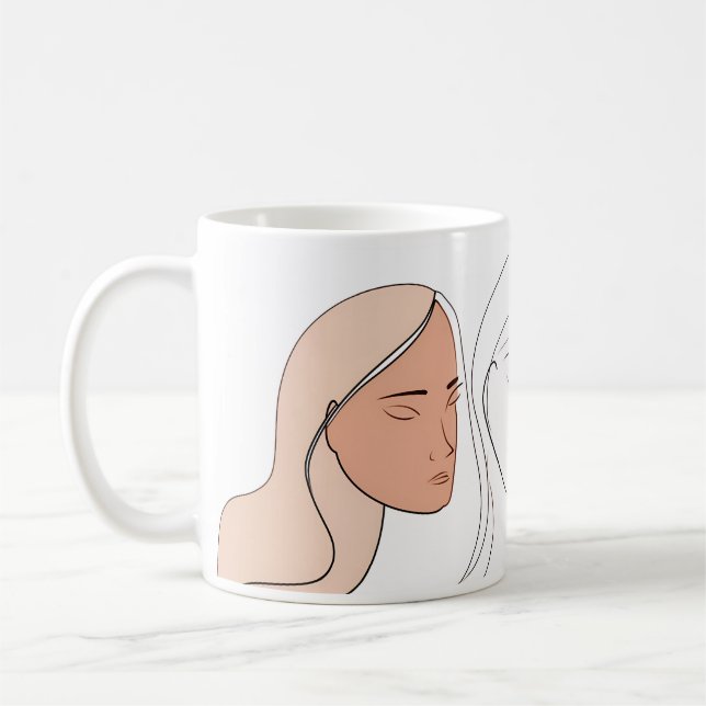 Minimalistisches Abstrakte von Line Art Kaffeetasse (Links)