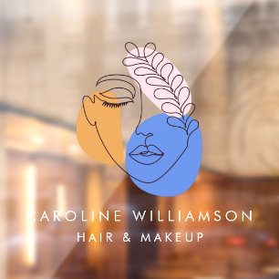 Minimalistisches Abstraktes Face Line Art Business Fensteraufkleber