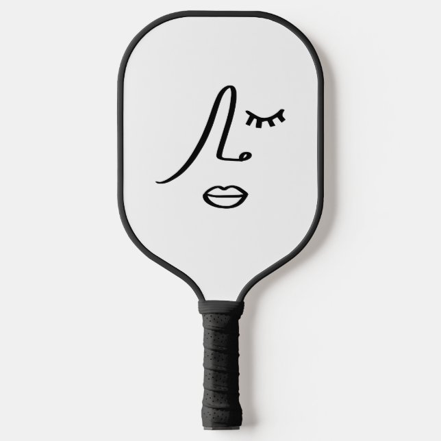 Minimalistisches Abstraktes Gesicht Modernes Kunst Pickleball Schläger (Vorderseite)