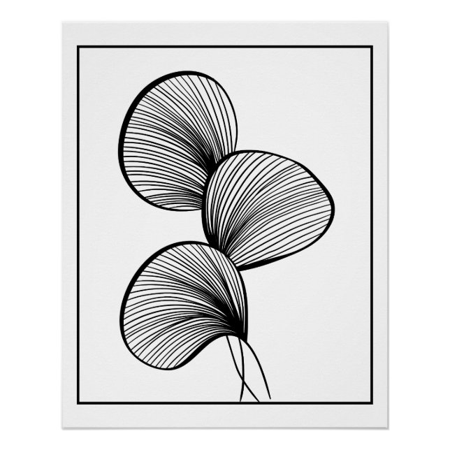 Minimalistisches Abstraktes Leaf Line Art - Modern Poster (Vorderseite)