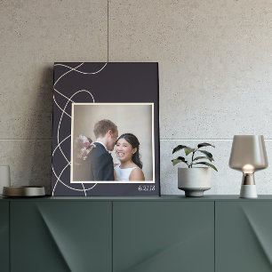 Minimalistisches Abstraktes Navy Blue Personalisie Poster