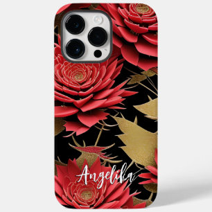 Minimalistisches Abstraktes Rot- und Goldmuster-Mu Case-Mate iPhone 14 Pro Max Hülle