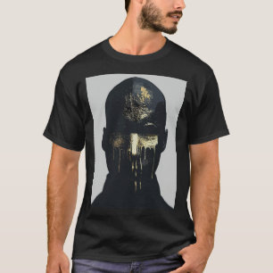 Minimalistisches Abstraktes Schwarz-Gold-Portrait T-Shirt