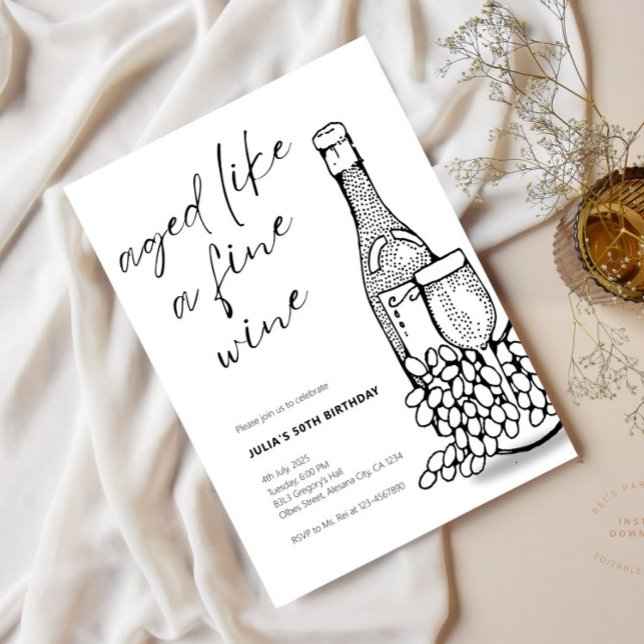Minimalistisches Alter wie ein erwachsener Wein ei Einladung (Von Creator hochgeladen)