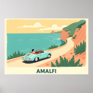 Minimalistisches Amalfi Coast Retro Reiseplakat Poster