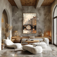 Minimalistisches Amsterdam City Skyline Wall Art P