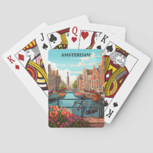 Minimalistisches Amsterdam Holland Kanalblick Vint Spielkarten