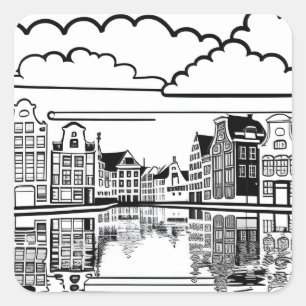 Minimalistisches Amsterdam Quadratischer Aufkleber