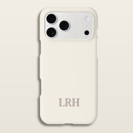 Minimalistisches Anfangsmonogramm für Elfenbeinkla iPhone 15 Hülle