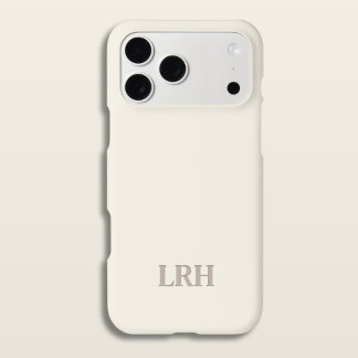 Minimalistisches Anfangsmonogramm für Elfenbeinkla iPhone 15 Hülle