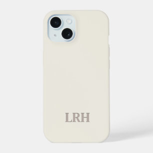 Minimalistisches Anfangsmonogramm für Elfenbeinkla iPhone 15 Hülle
