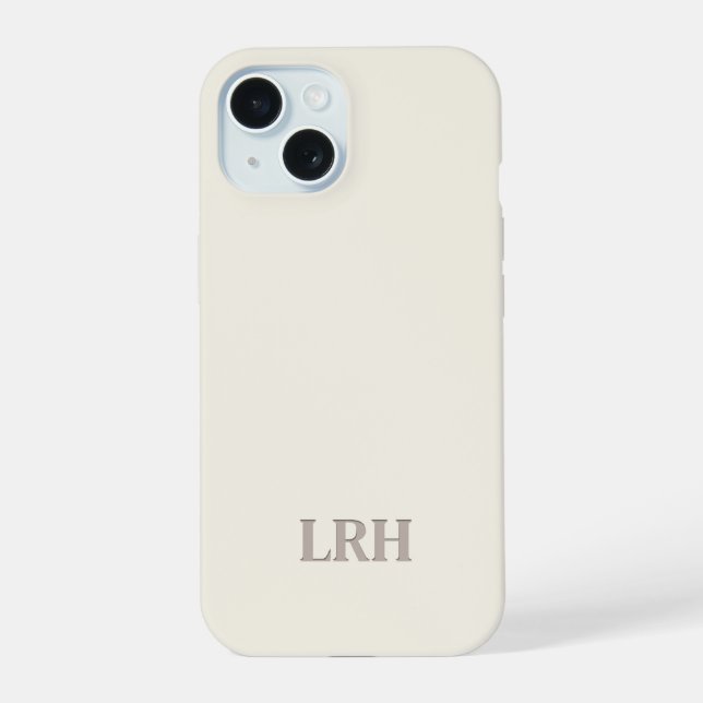 Minimalistisches Anfangsmonogramm für Elfenbeinkla iPhone 15 Hülle (Rückseite)