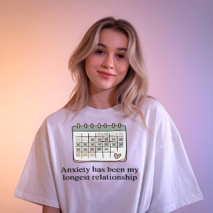 Minimalistisches Angst-Zitat-Kalender-Grafik-T-Shi T-Shirt