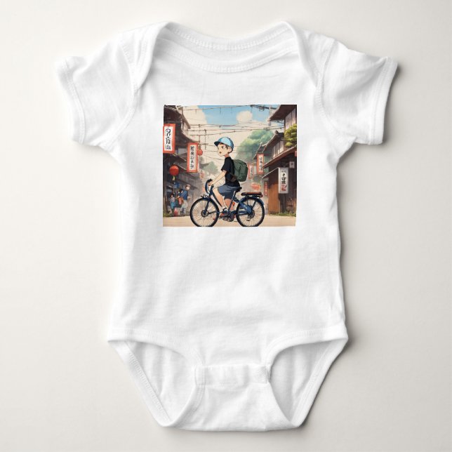 Minimalistisches Anime-inspiriertes Babygeschenk Baby Strampler (Vorderseite)