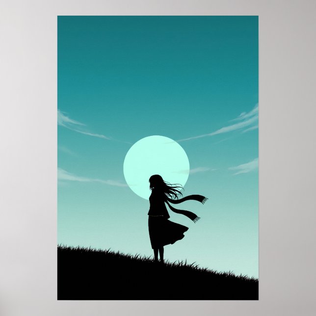 Minimalistisches Anime-Mädchen Poster (Vorne)