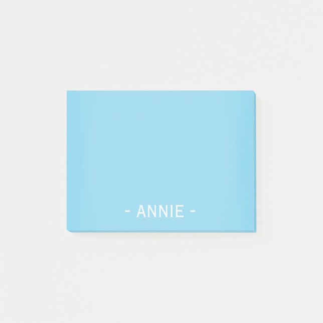Minimalistisches Aqua Blue Anpassbar 4 Zoll x 3 Zo Post-it Klebezettel (Vorderseite)