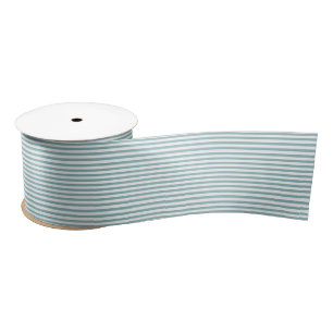 Minimalistisches Aqua/White Simple Stripes-Muster Satinband