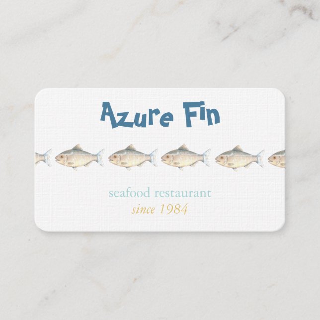Minimalistisches Aquarell Fischrestaurant Visitenkarte (Vorderseite)