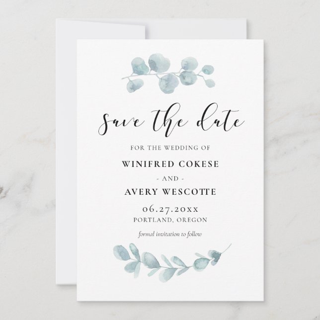 Minimalistisches Aquarell Save The Date (Vorderseite)