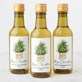 Minimalistisches Aquarellbaum-Kalligrafie-Tintenbi Weinetikett