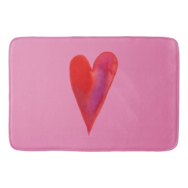 Minimalistisches Aquarellherz Badematte (Vorderseite)