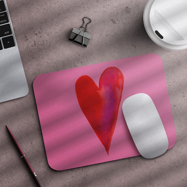Minimalistisches Aquarellherz Mousepad (Von Creator hochgeladen)