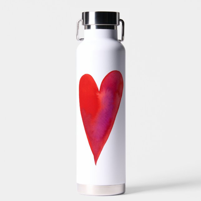 Minimalistisches Aquarellherz Trinkflasche (Vorne)
