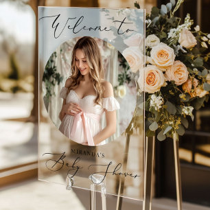 Minimalistisches Arch Baby Dusche Foto Willkommen Acrylschild