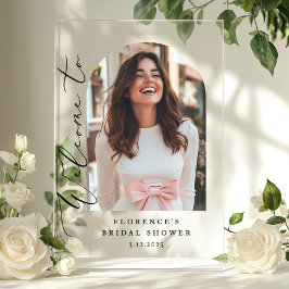 Minimalistisches Arch Brautparty Foto Willkommen Acrylschild