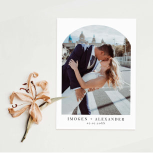 Minimalistisches Arch Wedding Foto Dankeschön Kart Feiertagskarte