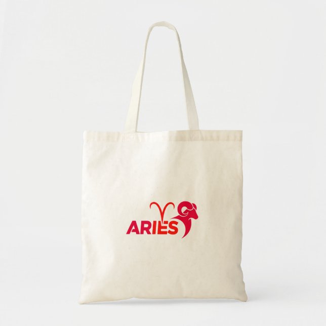 Minimalistisches Aries-Sternzeichen rotes Grafik A Tragetasche (Vorne)