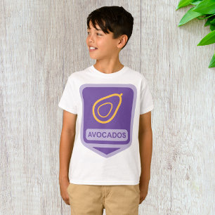 Minimalistisches Avocado-Abzeichen in Lila und Gol T-Shirt