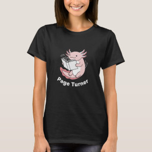 Minimalistisches Axolotl-Buchdesign 'Page Turner' T-Shirt