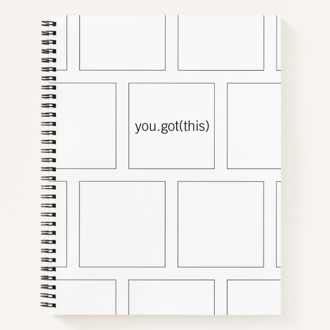 Minimalistisches B&W-Ermutigungs-Notebook Notizbuch (Vorderseite)