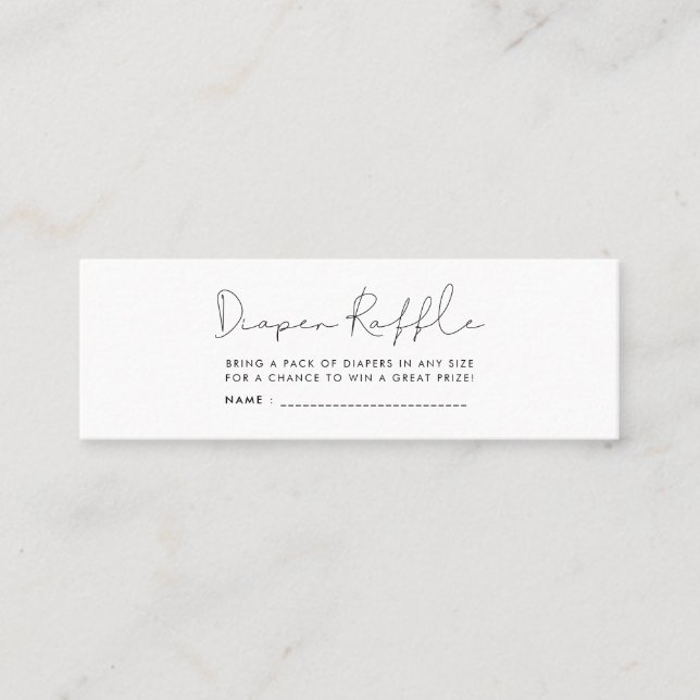Minimalistisches Baby Dusche-Windel-Gewinnschein Mini Visitenkarte (Vorderseite)