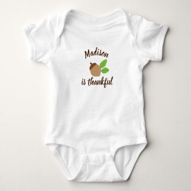 Minimalistisches Baby First Erntedank ist dankbar Baby Strampler (Vorderseite)