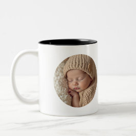 Minimalistisches Baby-Foto mit Text | Individuelle Zweifarbige Tasse