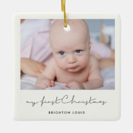 Minimalistisches Baby ist mein erstes WeihnachtsFo Keramikornament