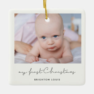 Minimalistisches Baby ist mein erstes WeihnachtsFo Keramikornament