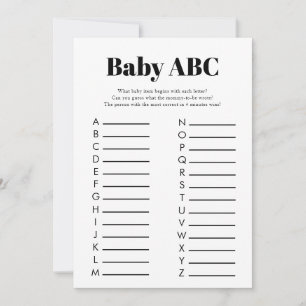 Minimalistisches Baby Shooter ABC Game Einladung