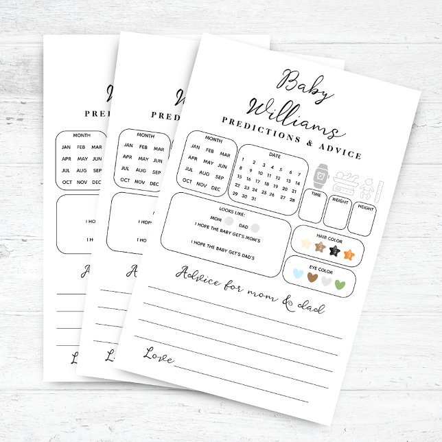 Minimalistisches Baby Shower Predictions Game (Von Creator hochgeladen)