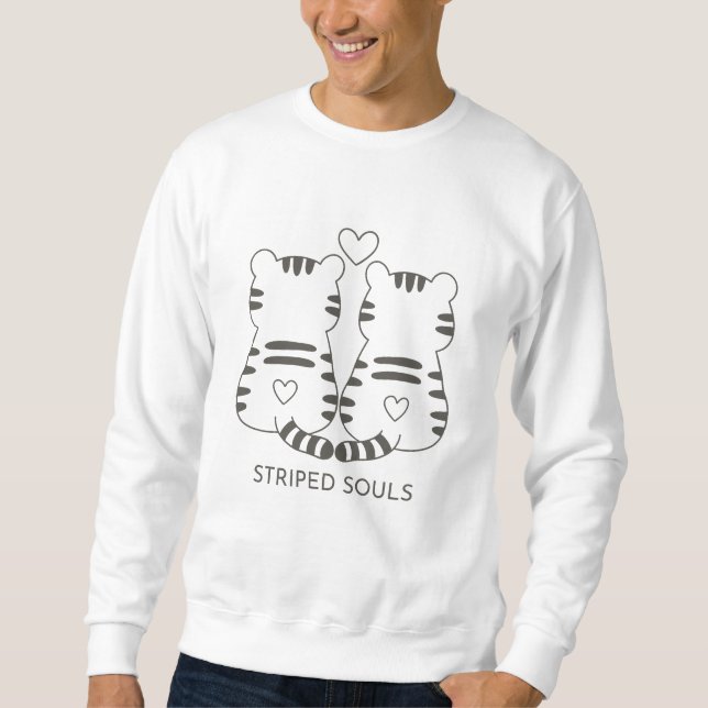 Minimalistisches Baby Tiger Couple Line Art - Wedd Sweatshirt (Vorderseite)