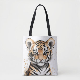Minimalistisches Baby Tiger Gesicht in Tinte und W