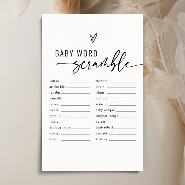 Minimalistisches Baby Word Scramble Baby Showspiel (Von Creator hochgeladen)