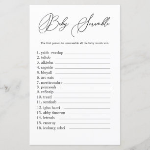 Minimalistisches Baby Word Scramble Game Gender Ne